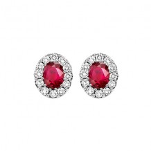 Gems One 14Kt White Gold Diamond (1/5Ctw) & Ruby (1/5 Ctw) Earring