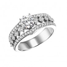 14k White Gold 1ct Diamond Engagement Ring with 1ct Center Stone