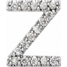 14K White .06 CTW Diamond Single Initial Z Earring