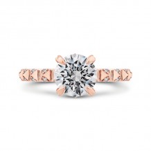 Shah Luxury Round Cut Diamond Engagement Ring In 14K Rose Gold (Semi-Mount)