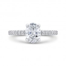 Shah Luxury Oval Cut Diamond Engagement Ring In 14K White Gold (Semi-Mount)