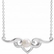 14K White Freshwater Cultured Pearl Bar 18 Necklace