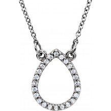 14K White 1/10 CTW Diamond Teardrop 16 Necklace