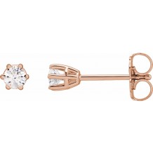 14K Rose 3 mm I2 1/5 CTW Diamond 6-Prong Wire Basket Earrings