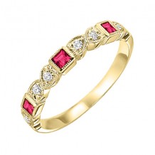 Gems One 14Kt Yellow Gold Diamond (1/10Ctw) & Ruby (1/6 Ctw) Ring