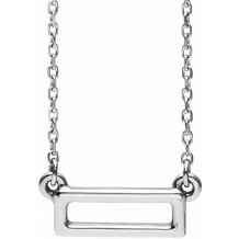 14K White Rectangle Bar 16-18 Necklace