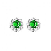 Gems One 14Kt White Gold Diamond (3/4Ctw) & Emerald (1/2 Ctw) Earring
