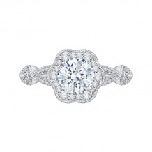 Shah Luxury Round Diamond Engagement Ring In 14K White Gold (Semi-Mount)