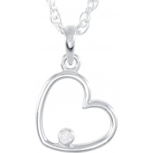 14K White .015 CTW Diamond Heart 18 Necklace