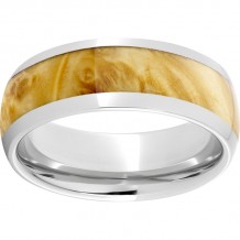 Serinium Domed Band with Exotic Box Elder Wood Inlay