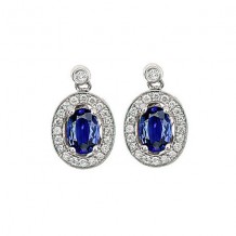 Gems One 14Kt White Gold Diamond (1/4Ctw) & Sapphire (1 1/8 Ctw) Earring
