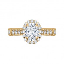 Shah Luxury 14K Yellow Gold Oval Diamond Halo Engagement Ring (Semi-Mount)