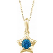 14K Yellow 3 mm Round December Youth Star Birthstone 15 Necklace