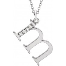 14K White .02 CTW Diamond Lowercase Initial m 16 Necklace