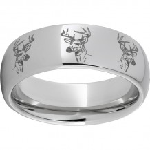 Serinium Domed Band with Deer Head Laser Engraving