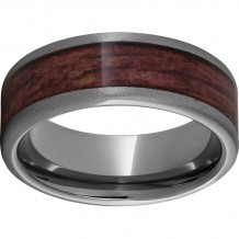 Rugged Tungsten  8mm Pipe Cut Band with Cabernet Barrel Aged Inlay and Stone Finish