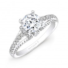 18k White Gold Prong and Bezel Round Diamond Engagement Ring