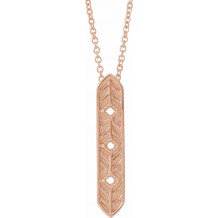 14K Rose Vintage-Inspired Vertical Bar 18 Necklace