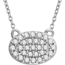 14K White 1/5 CTW Diamond Oval Cluster 16-18 Necklace