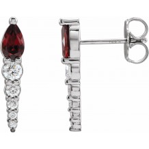 14K White Mozambique Garnet & 1/4 CTW Diamond Earrings