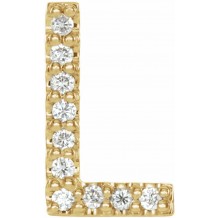 14K Yellow .04 CTW Diamond Single Initial L Earring