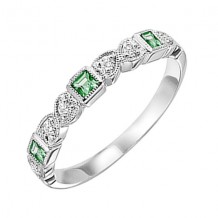 Gems One 10Kt White Gold Diamond (1/10Ctw) & Emerald (1/10 Ctw) Ring