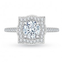 Shah Luxury 18k White Gold Diamond Carizza Semi Mount Engagement Ring to fit Round Center