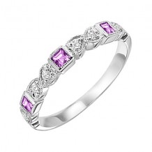 Gems One 10Kt White Gold Diamond (1/12Ctw) & Pink Sapphire (1/8 Ctw) Ring