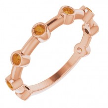 14K Rose Citrine Bezel-Set Bar Ring