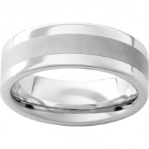 Serinium Pipe Cut Band with a 4mm Laser Satin Strip