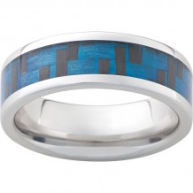 Serinium Pipe Cut Band with Blue Carbon Fiber Inlay