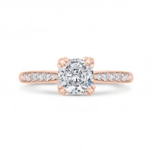 Shah Luxury 14K Rose Gold Cushion Cut Diamond Solitaire Plus Engagement Ring (Semi-Mount)