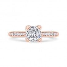 Shah Luxury 14K Rose Gold Cushion Cut Diamond Solitaire Plus Engagement Ring (Semi-Mount)