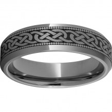 Rugged Tungsten  6mm Beveled Edge Band with 3KM Laser Engraving