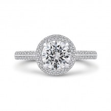 Shah Luxury 14K Two-Tone Gold Round Cut Diamond Double Halo Engagement Ring (Semi-Mount)