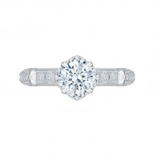 Shah Luxury 14K White Gold Round Cut Diamond Engagement Ring (Semi-Mount)