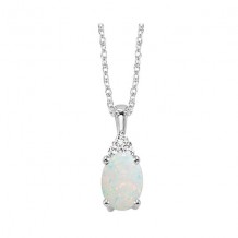 Gems One 10Kt White Gold Diamond (1/50Ctw) & Opal (1/2 Ctw) Pendant