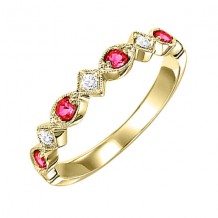 Gems One 10Kt Yellow Gold Diamond (1/20Ctw) & Ruby (1/6 Ctw) Ring