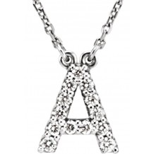 14K White Initial A 1/8 CTW Diamond 16 Necklace