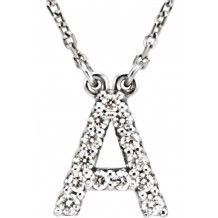 14K White Initial A 1/8 CTW Diamond 16 Necklace