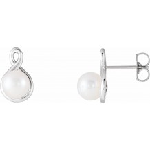 14K White Pearl Earrings