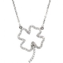 14K White 1/4 CTW Diamond Clover 16 Necklace