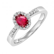 Gems One 14Kt White Gold Diamond (1/8Ctw) & Ruby (5/8 Ctw) Ring