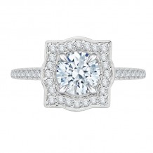 Shah Luxury 14K White Gold Round Diamond Halo Vintage Engagement Ring (Semi-Mount)