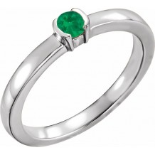 14K White Emerald Family Stackable Ring