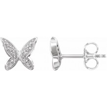 14K White .07 CTW Diamond Butterfly Earrings
