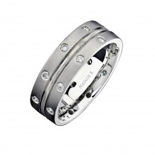 14k White Gold Bezel Round Diamond Men's Band