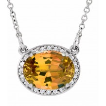 14K White Citrine & .05 CTW Diamond 16.5 Necklace