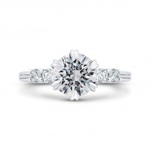 Shah Luxury 14K White Gold Round Cut Diamond Engagement Ring (Semi-Mount)