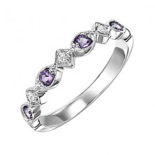 Gems One 10Kt White Gold Diamond (1/20Ctw) & Amethyst (1/6 Ctw) Ring